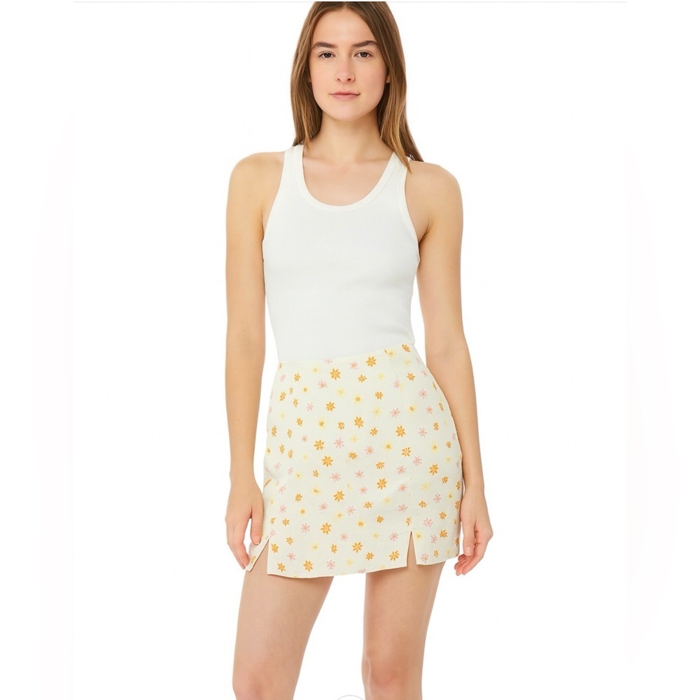 Floral Mini Skirt with Yellow, Orange and Purple Flowers